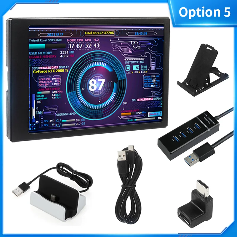 3.5 Inch Type-C Secondary Screen AIDA64 LCD Display CPU GPU RAM Monitoring Optio