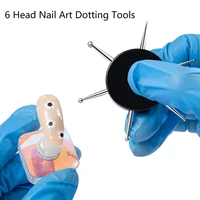 1pc 6Head Nail Art Dotting Tools Disc Drill Point Dot Painting Pen Circular Tool 1