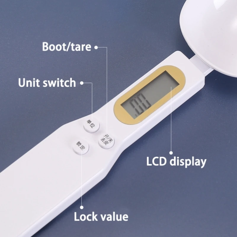 Electronic Measuring Spoon Weighing Spoon Tool Electronic Home Kitchen Scale LCD Digital Measuring Food Flour Mini Tool for Milk Coffee Flour Powder Baking