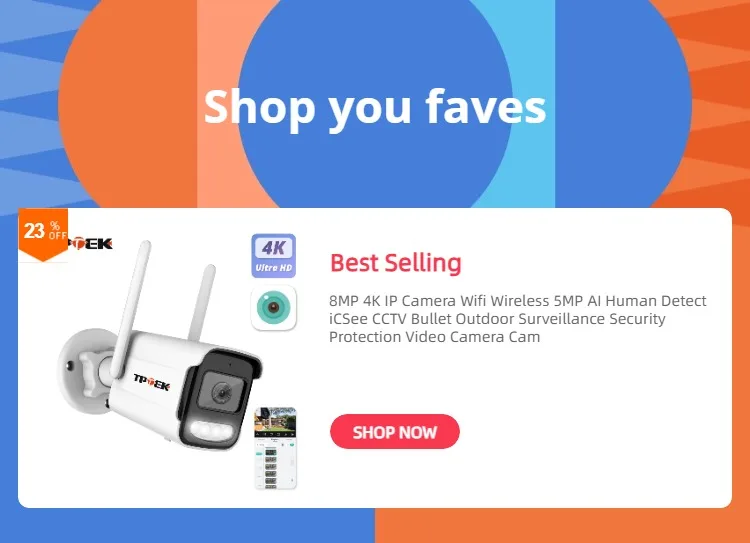 8MP 4K IP Camera Wifi Wireless 5MP AI Human Detect iCSee CCTV Bullet Outdoor Surveillance Security Protection Video Camera Cam
