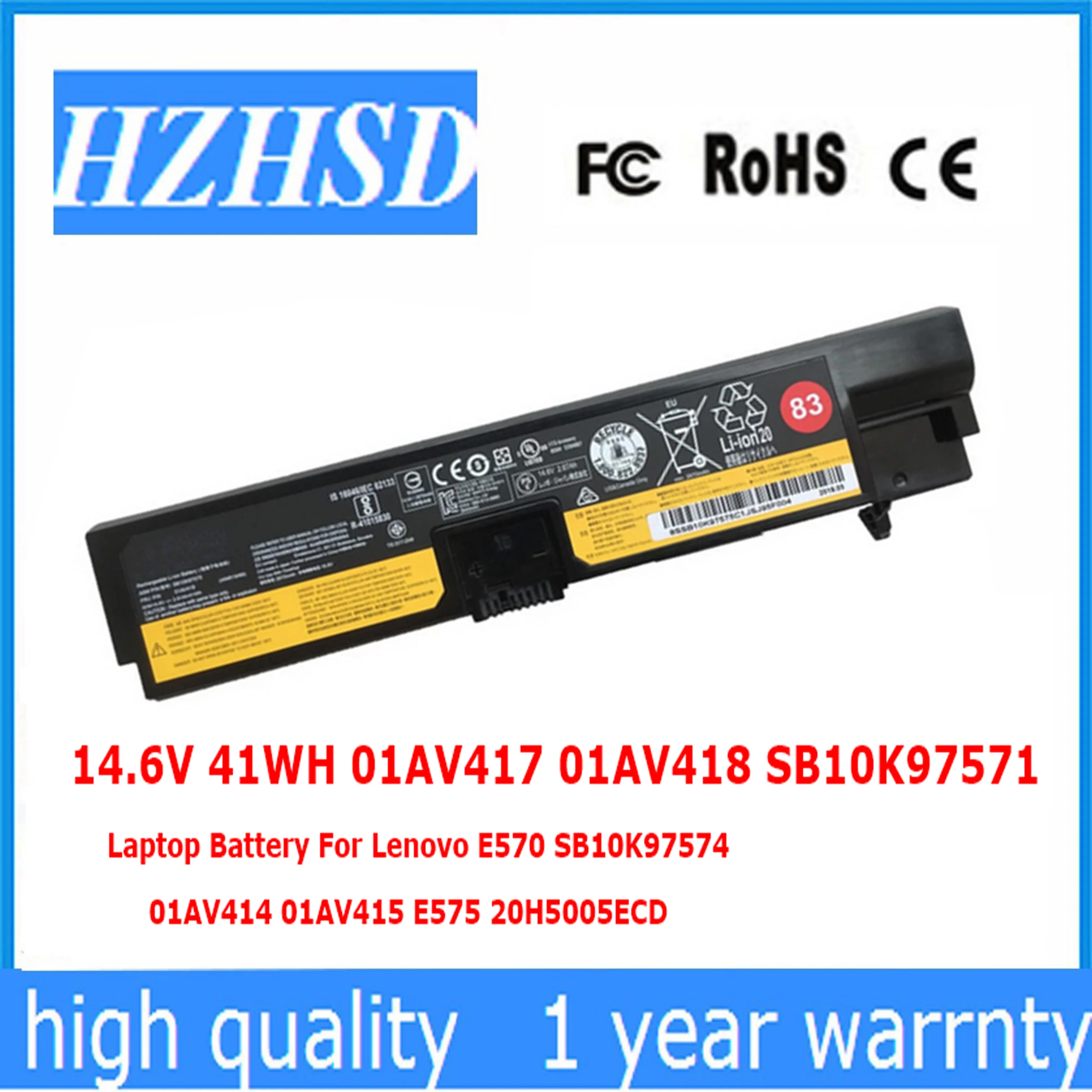 

01AV418 Original 14.6V 41WH 01AV417 SB10K97571 Laptop Battery For Lenovo E570 SB10K97574 01AV414 01AV415 E575 20H5005ECD