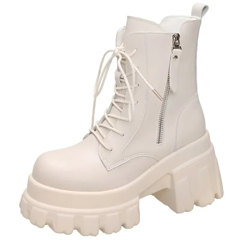 Platform Boots Beige Plateau Stiefel Chunky Platform Ankle Boots