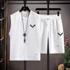 2024 Men's Waffle Summer Sets Casual T-Shirt+Shorts Set Male Sports Suit Solid Color Tracksuit Loose Suits 4