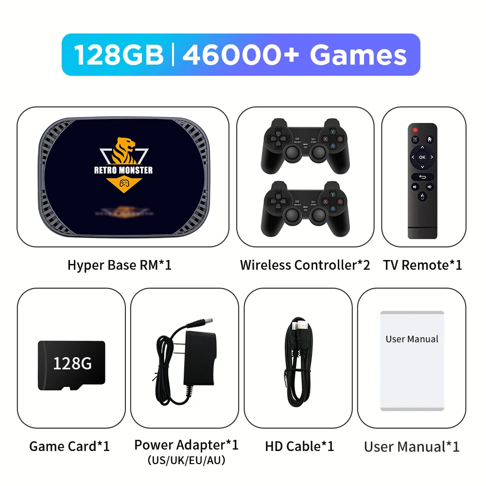 레트로 비디오 게임 콘솔, PS1/PSP/N64/DC/SS/MAME/CD Amlogic S905X4 4K HD TV/게임 박스 70 +  에뮬레이터 48000 + 게임 컨트롤러 포함 - AliExpress