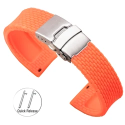 Universal Waterproof Silicone Watch Band - Sporty Rubber Bracelet - 22mm (Orange)