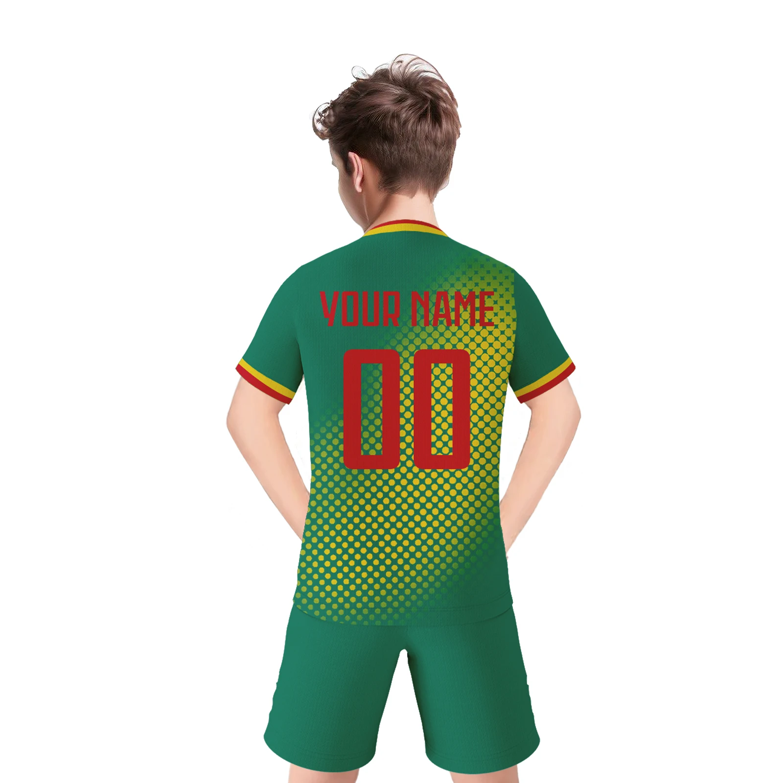 Personalized Kids Soccer Jersey Cameroon National Jersey Boys Girls Youth Team Training Uniform Name Number Shirt Shorts