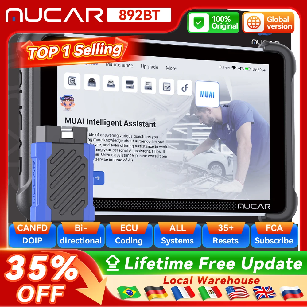 MUCAR 892BT AI Bidirectional Automotive Tool ECU Coding 34 Reset Diagnose  Life Free Update Obd2 Scanner CANFD DOIP OBD Scanner - AliExpress