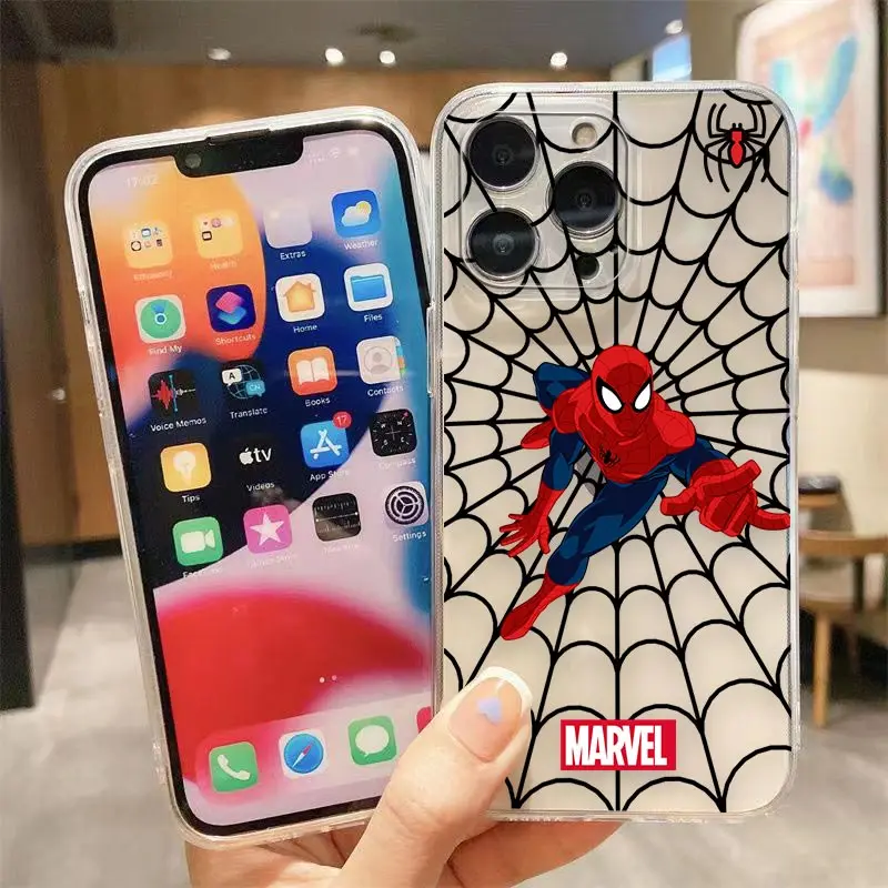 thumbnail image 1 of The Avengers Spider-Man Marvel Transparent Phone Case for iphone 14 11 12 13 7 8 SE Apple X XR XS 6 6s Pro Plus Max Carcasa Case, 1 of 5