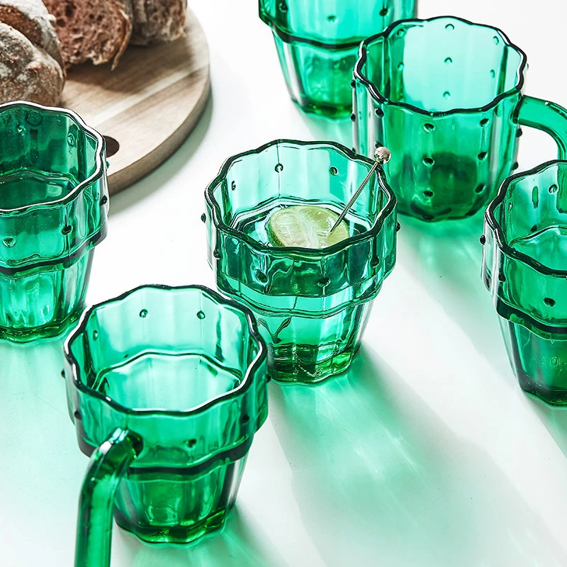 Glass Cup Set Cactus Glasses Juice Mugs Green Stained Glass Juice Coffee Mug  Tea 6 Pcs/set Water Cups Gift For Drinking Suit - Glass - AliExpress