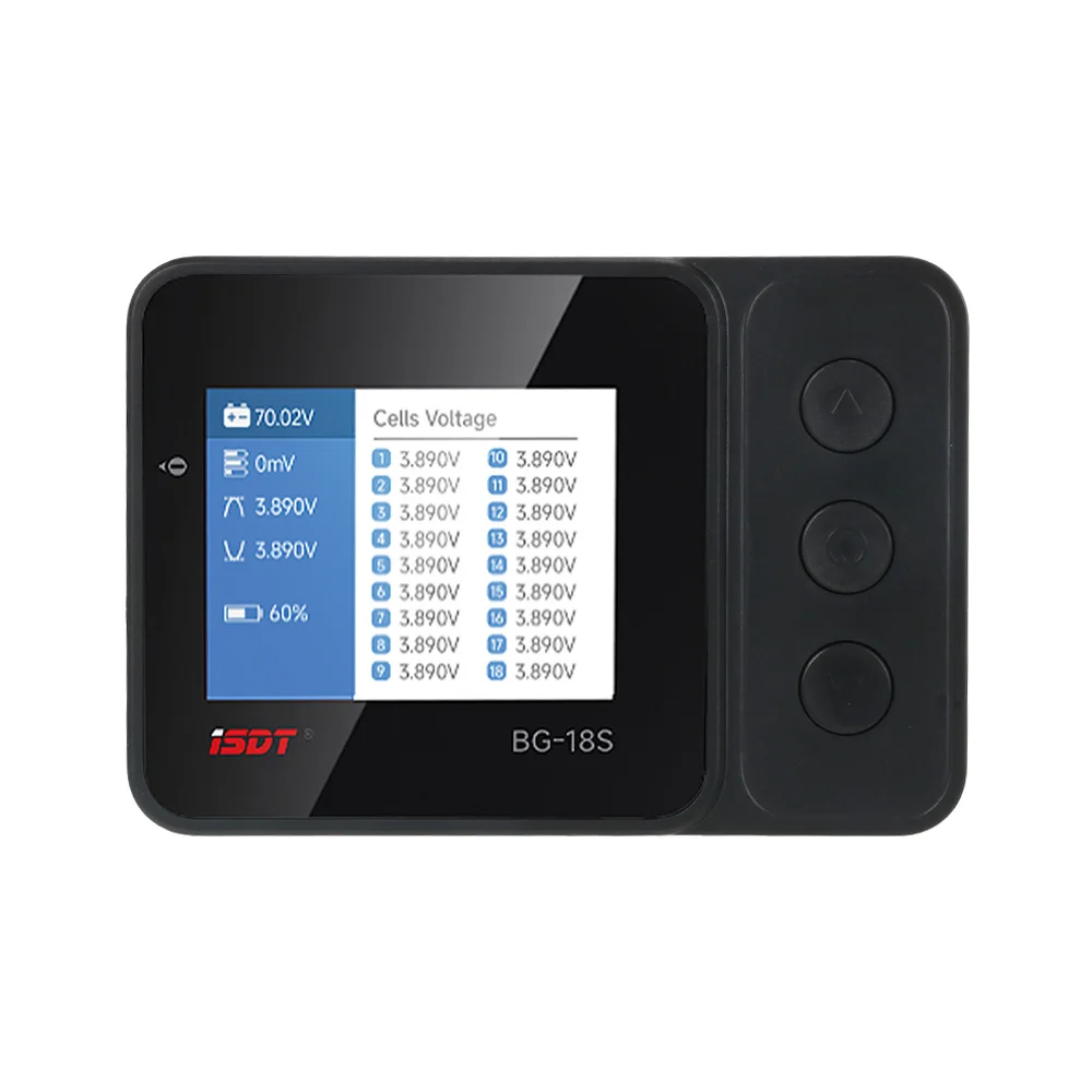 ISDT BG-18S Проверка батареи 1-18S LiPo LiFe LiHv Тестер напряжения батареи Измеритель емкости для радиоуправляемого вертолета, самолета, автомобиля thumbnail 4