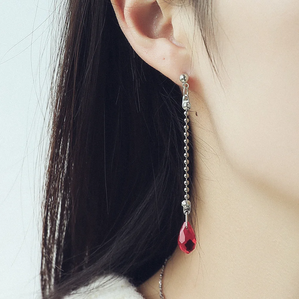 

INS Long Round Bead Chain Women's Earrings Vintage Ethnic Feng Shui Drop Shaped Earrings Y2K Personalized Fashion Jewelry Gift