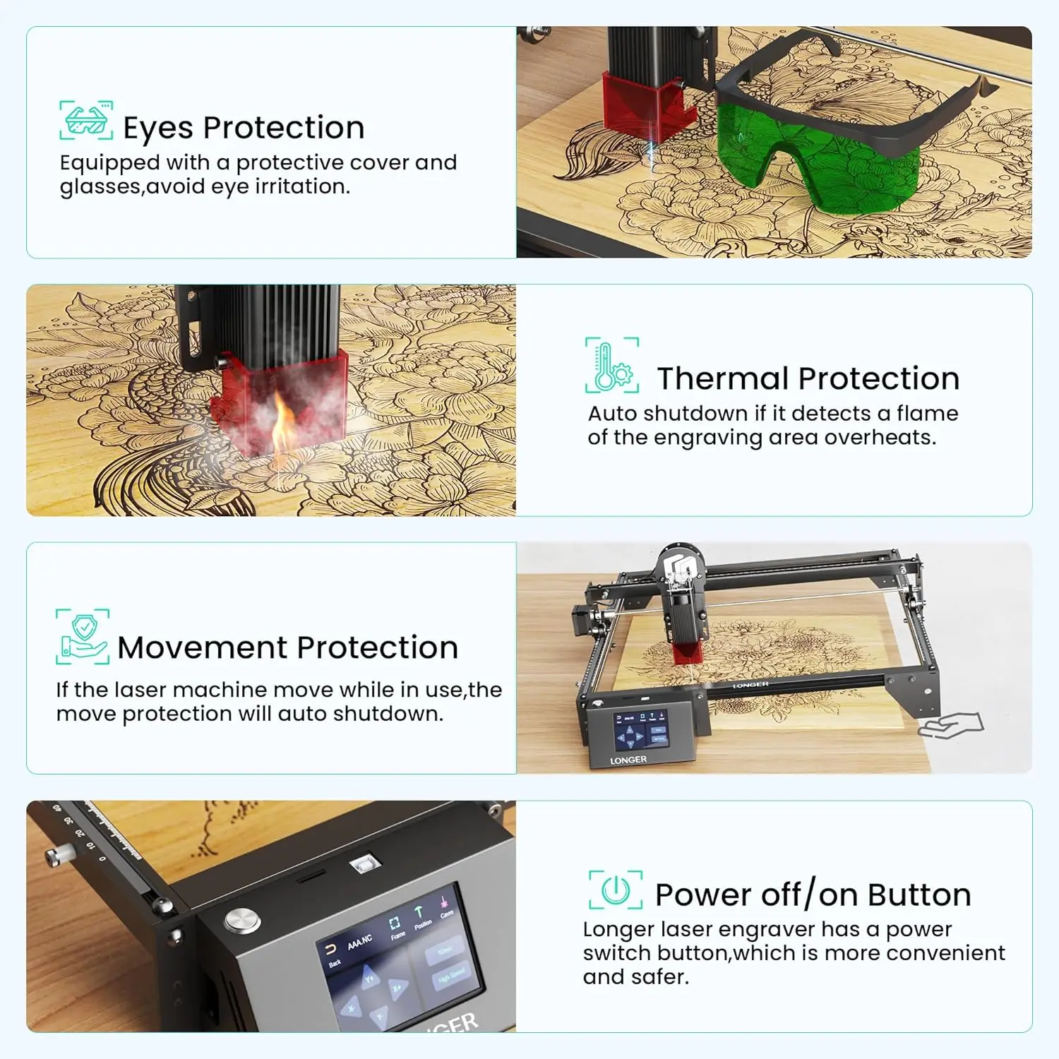 LONGER Laser Engraver Ray5 5W Higher Accuracy DIY Laser Engraving Machine with 3.5" Touch Screen,Offline Usage Laser Cutter,400x