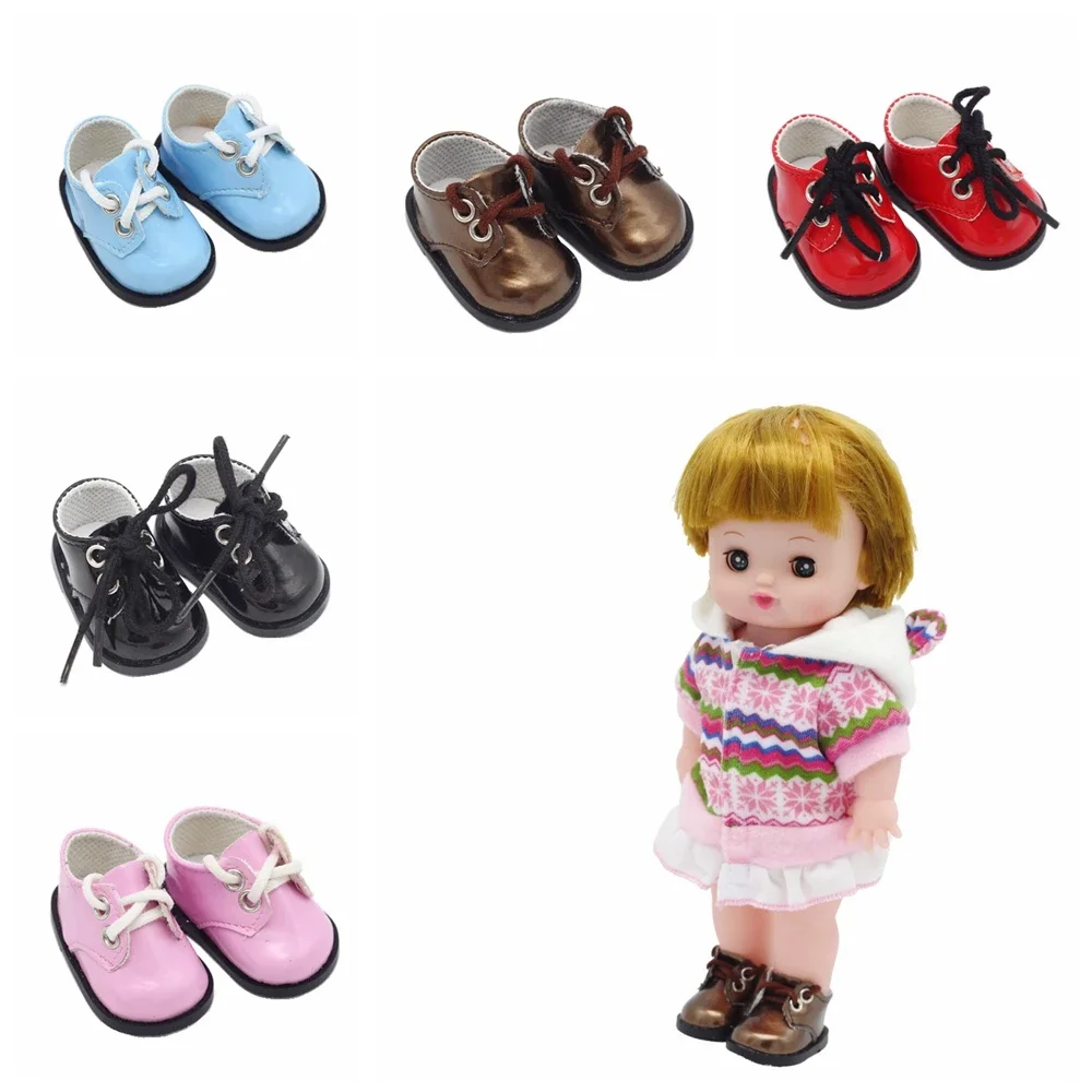 7 Colors 5.5*2.8cm 14.5inch Girl Doll Pu Leather Shoes For BJD 1/6 1/4 Dolls EXO Plush Doll Boots Accessories  Mini Doll Shoe