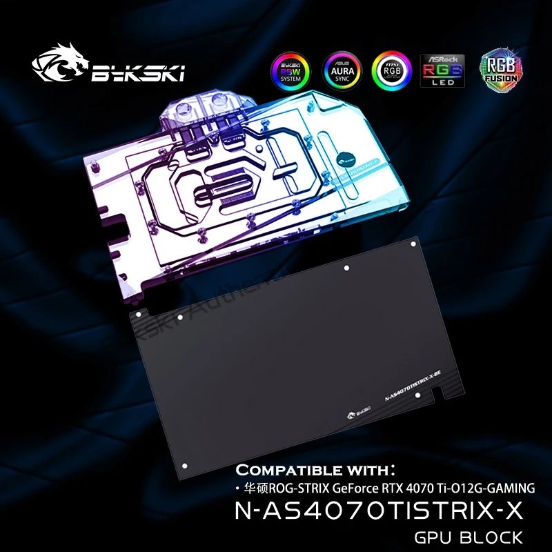 Bykski N-As4070Tistrix-X 4070 Ti Strix Watercooler Per Asus Rog-Strix Rtx 4070Ti Water Block 5V Argb Sync