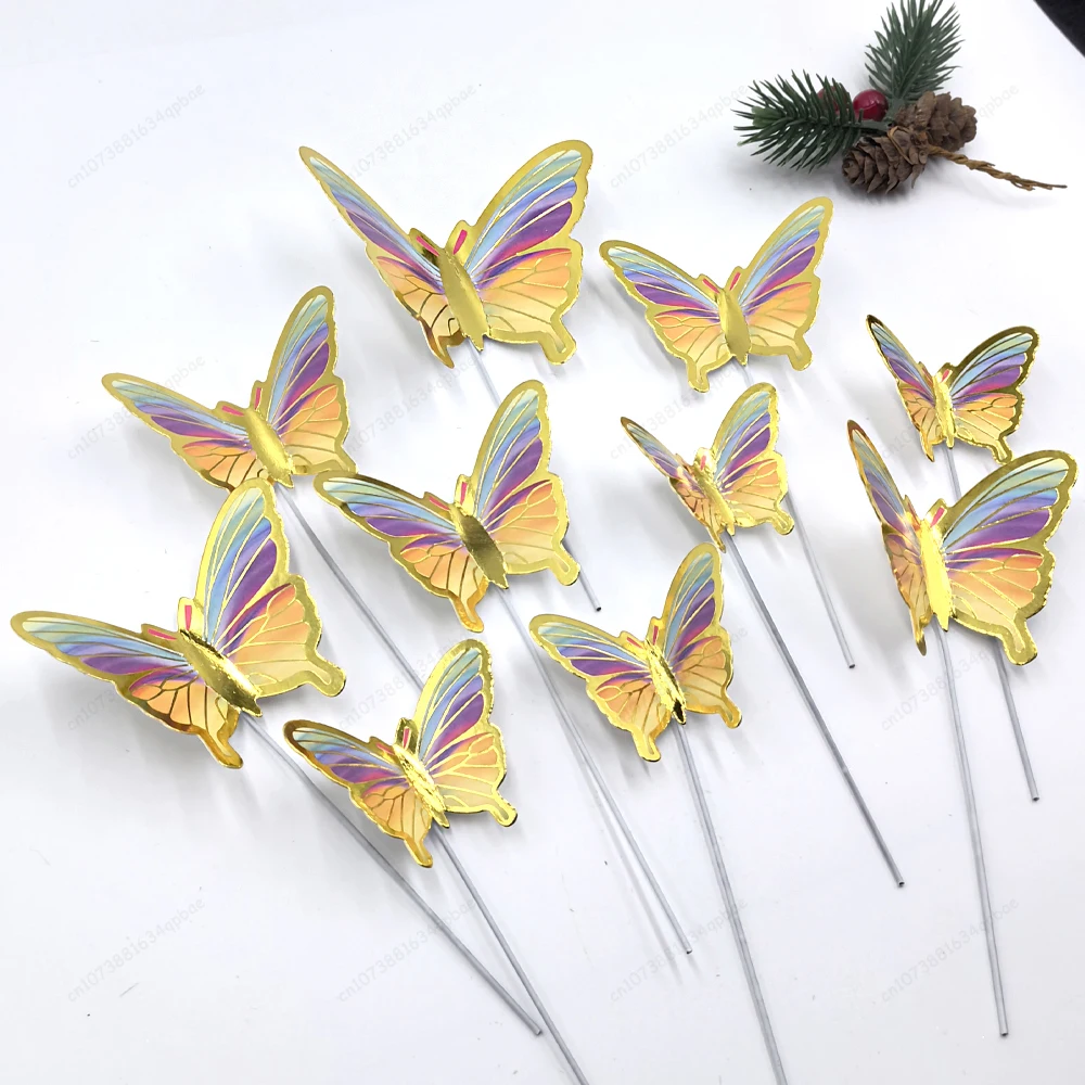 Purple Pink Butterfly Cake Topper - Elegant Birthday & Wedding Decoration