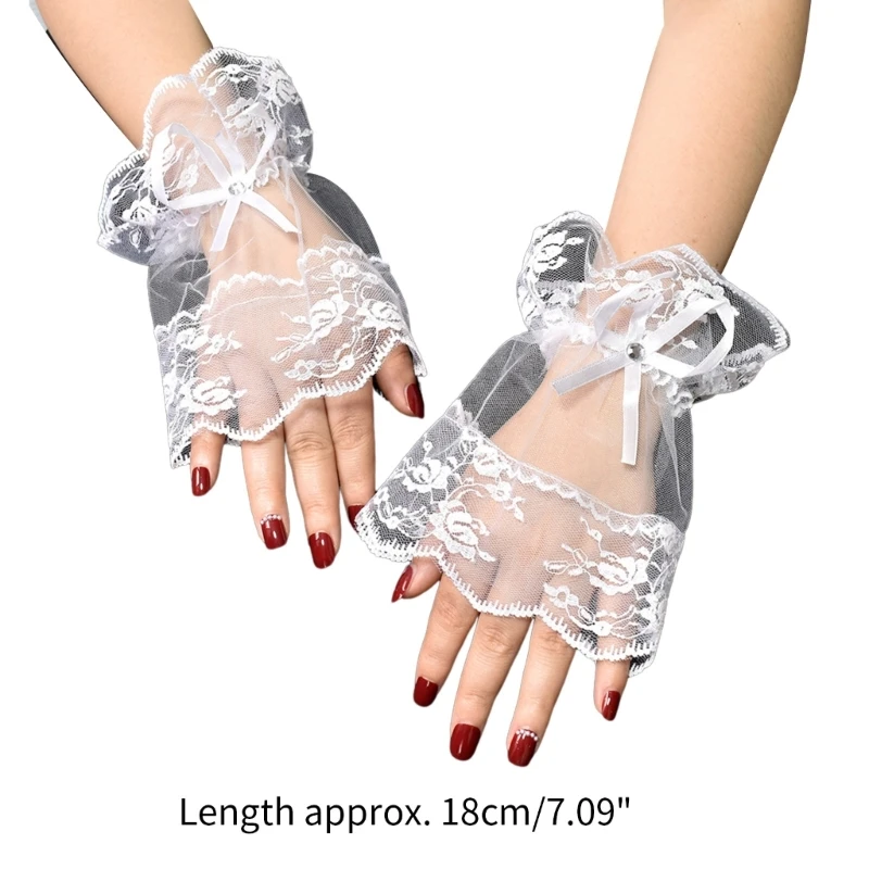 Girls Lace Wrist Cuffs Decorative Sleeve See-Through False Cuffs Skirt Decors Dropship