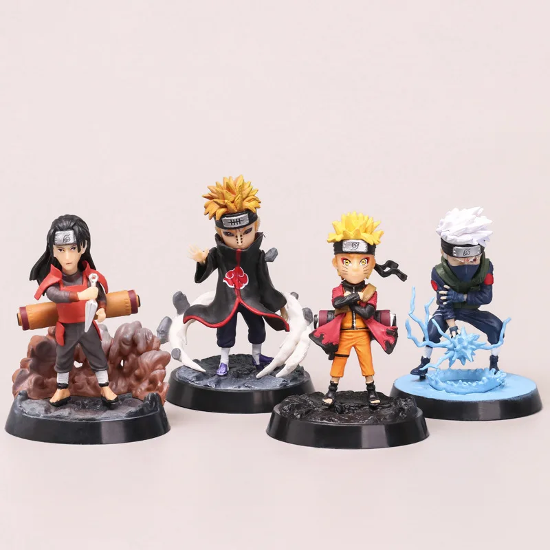 3 PCS Genuine Naruto Anime Figures Mini Kawaii Payne Toys Kids Gift Model For Children Fnaf Baby Ornamento |