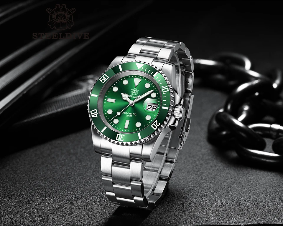 時計 Steeldive SD1953 Automatic Watch Green Steeldive SD1953, Black - Green, NH35, Sapphire, Lume, 300m