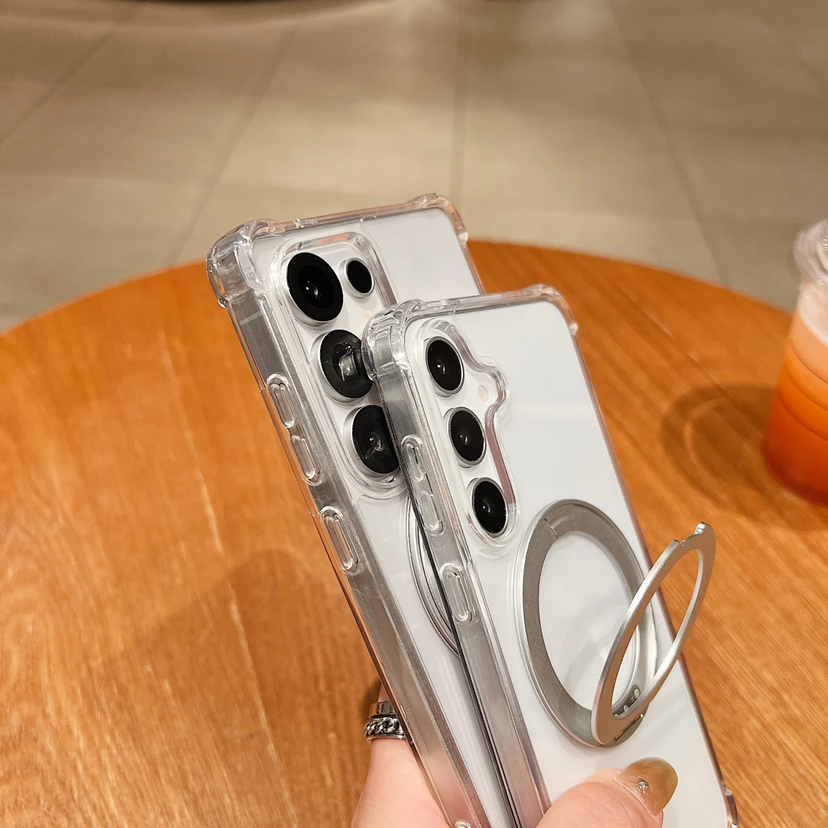 360° Rotating Magnetic Phone Stand with Clear Cover