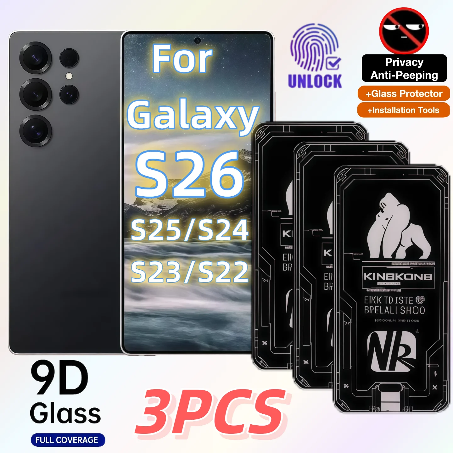3-Pack Privacy Tempered Glass Screen Protector