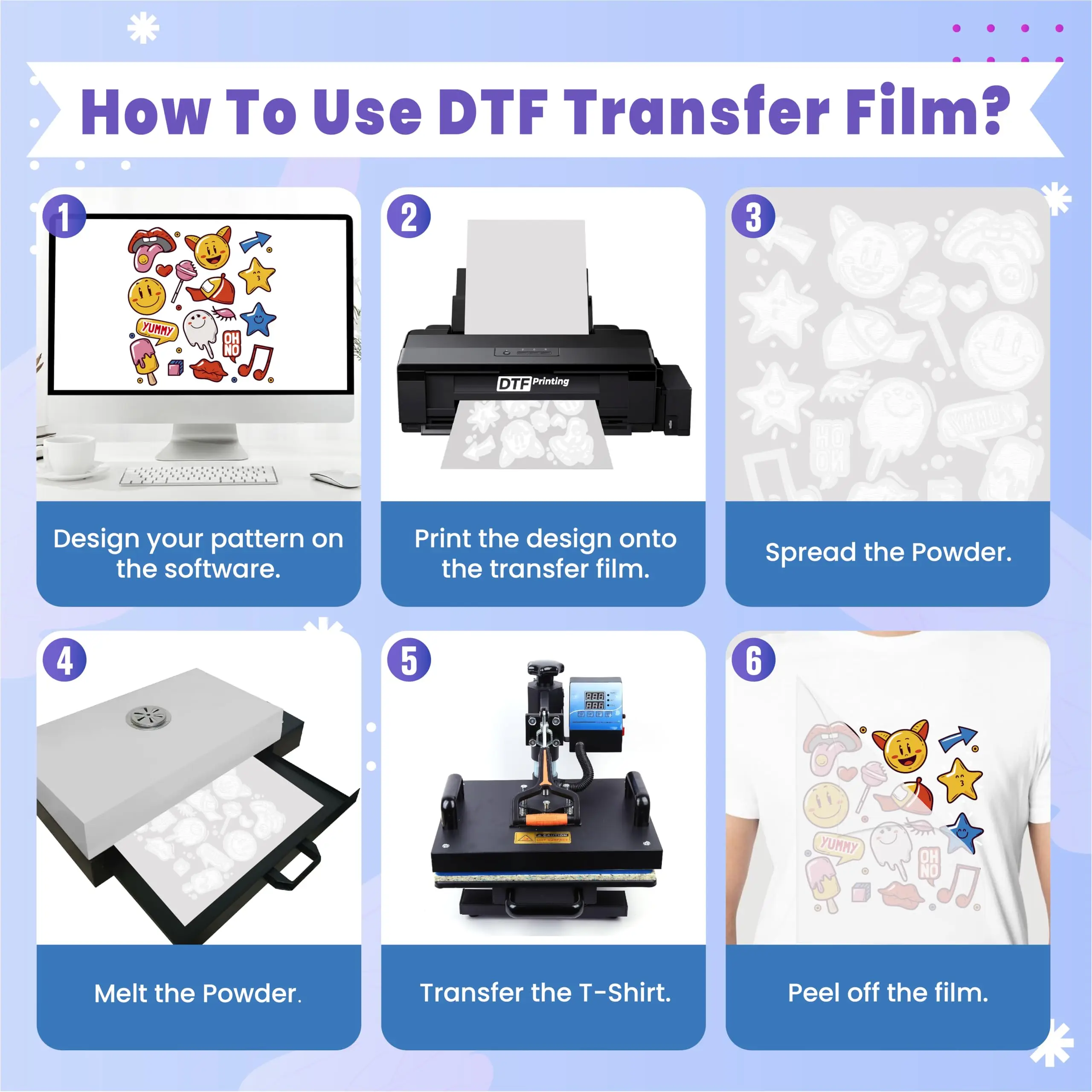 100매 A4 75u PET 전사 필름 DTF 잉크 인쇄용 직접 전사 필름 PET 필름 인쇄 및 전사 DTF 필름