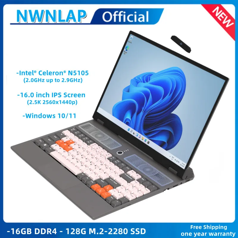 Mechanical Keyboard N5105 16.0 Inch 2.5K IPS 16GB DDR4 ROM 128GB SSD ...