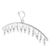 10/16Pegs Stainless Steel Clothes Drying Hanger Windproof Clothing Rack Clips Sock Laundry Airer Hanger Underwear Socks Holder 6