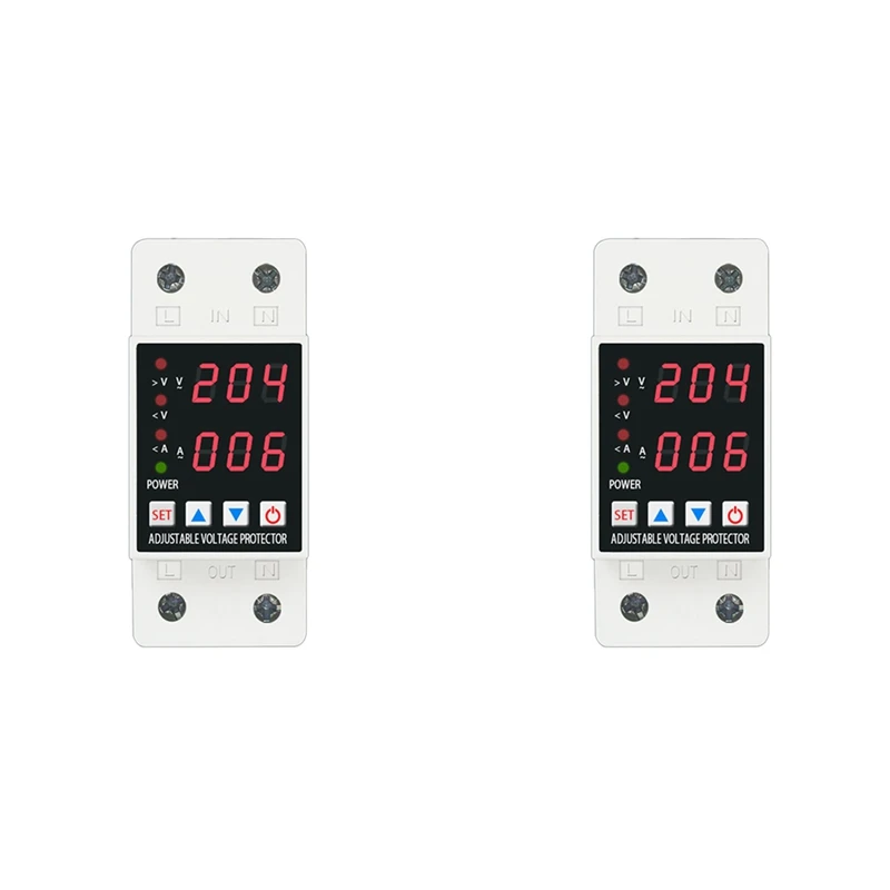 

Din Rail Dual Display Relay Adjustable Over Voltage Current Relay And Under Voltage Protective Devices Protector Relay 40A