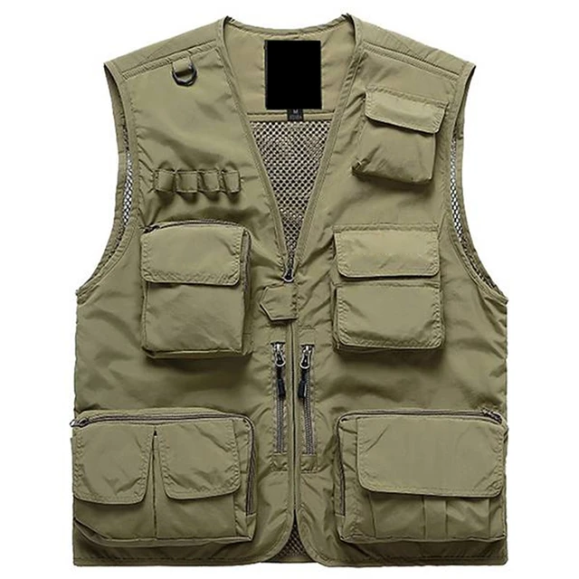 Fishing Vest Mesh Loose Jacket Outdoor Multi Pocket Photography Fisherman  Vest Khaki XL - AliExpress