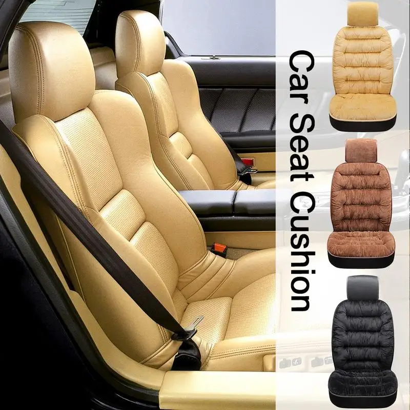 

Car Seat Cushions With Backrest Thickened Plush Car Seat Cushion Non Slip Front Rear Flocking Cloth Cushion Seat Protector Mat