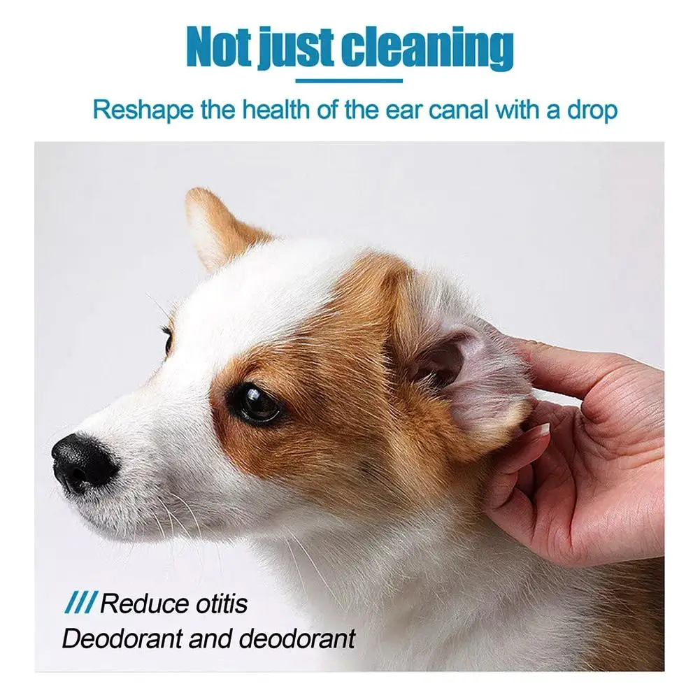 Pet ear medicine Pet ear wipes Pet Ear Cleaner Removes Ear Mites Fungus Dirt And Wax Relieves Redness And Pain With Flexible Applicator For Cats Dogs