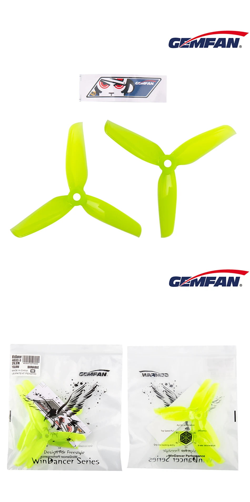8/12Pairs Gemfan WinDancer 4032-Blade Propeller - PC 4inch CW/CCW FPV Props For RC FPV 4" Racing Drone Quadcopter Original 22
