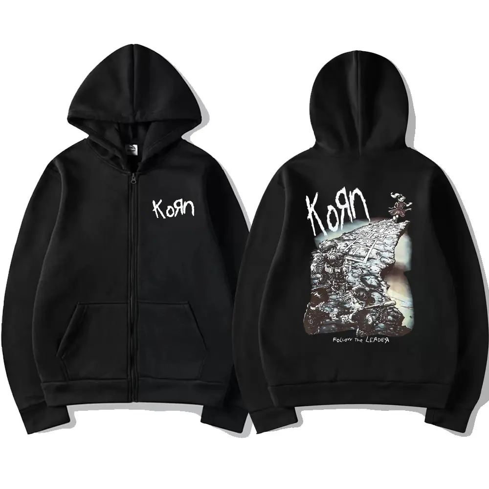 Rock band korn ftl 25 siga o líder gráfico zíper hoodie masculino