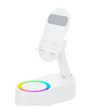 Portátil inteligente alto-falante de indução suporte do telefone móvel ajustável rgb luz sem fio bluetooth alto-falante telefone carregamento reverso