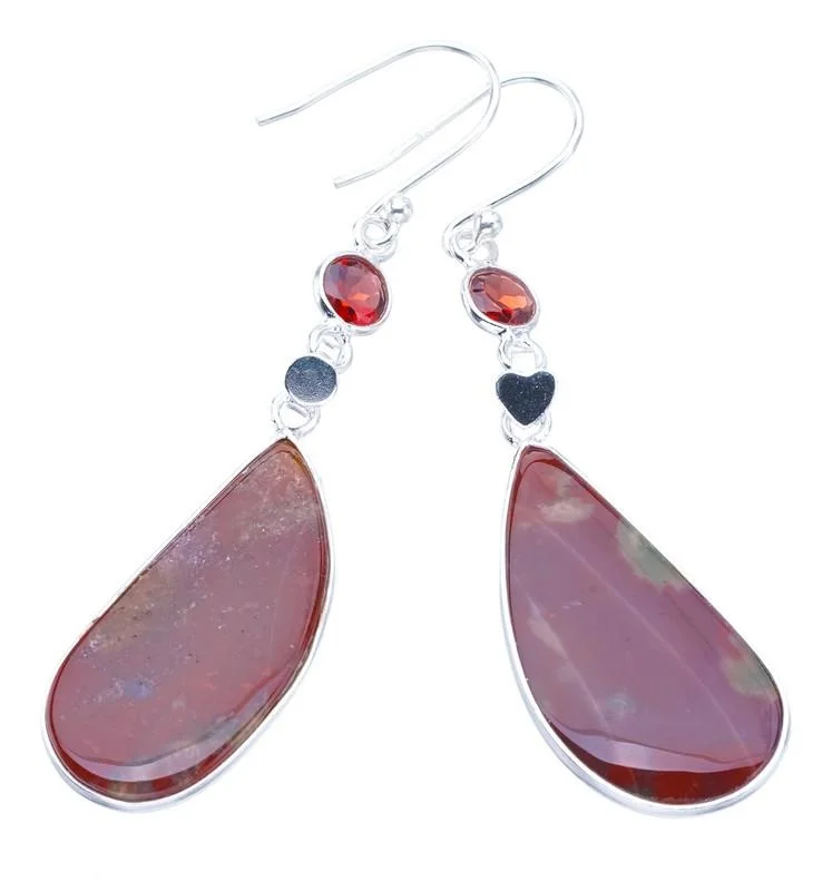 

Серьги ручной работы из серебра с гранатом, 2,25 дюйма, F6383