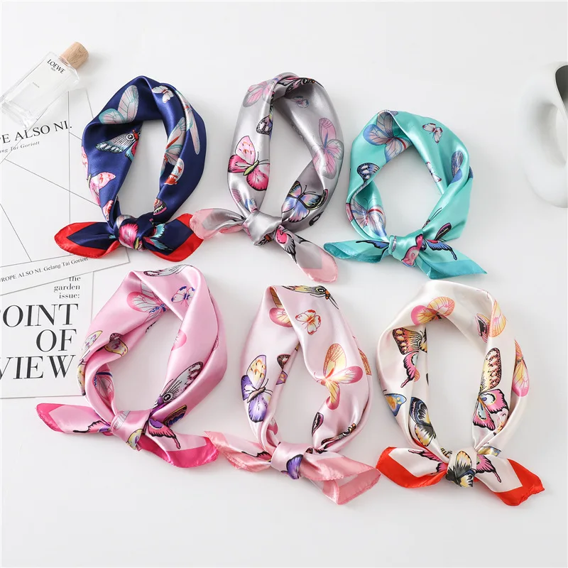 

Nejanhom 23*23inch Silk Touch Satin Hair Scarf Small Neck Muffler Hijab Women Handkerchief Printed Female Square Head Bandana