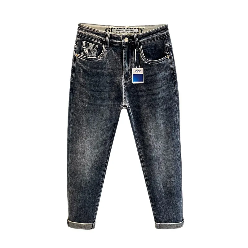 New Jeans Men'S Trend Stretch Slim Straight Leg Men'S Pants Fit Comfortable Waist Wash Fashion Black Denim Pants