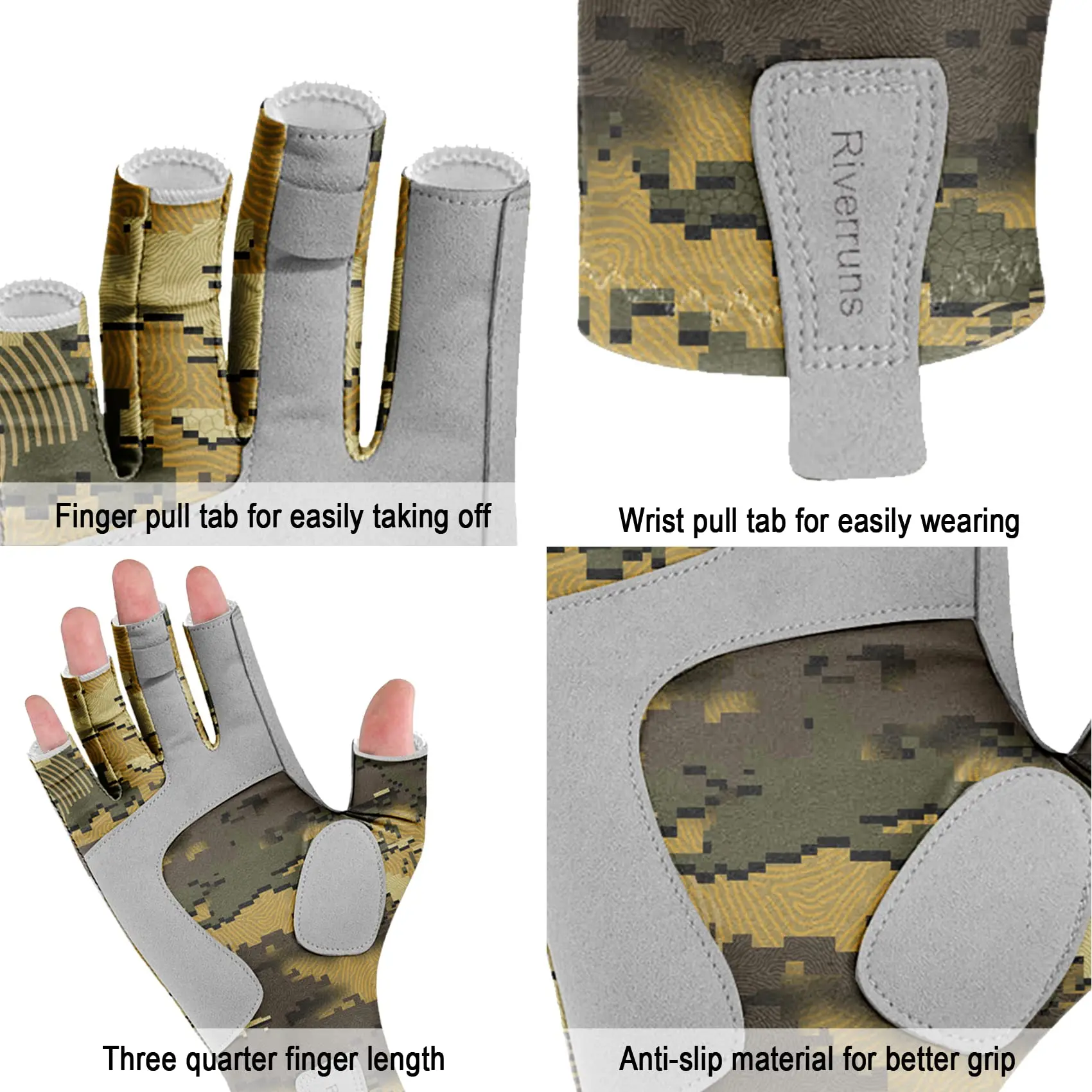 Riverruns Fingerless Fishing Gloves for Men and Women Fishing Boating Kayaking Hiking Running Cycling fingerless gloves,fishing gloves,cycling gloves