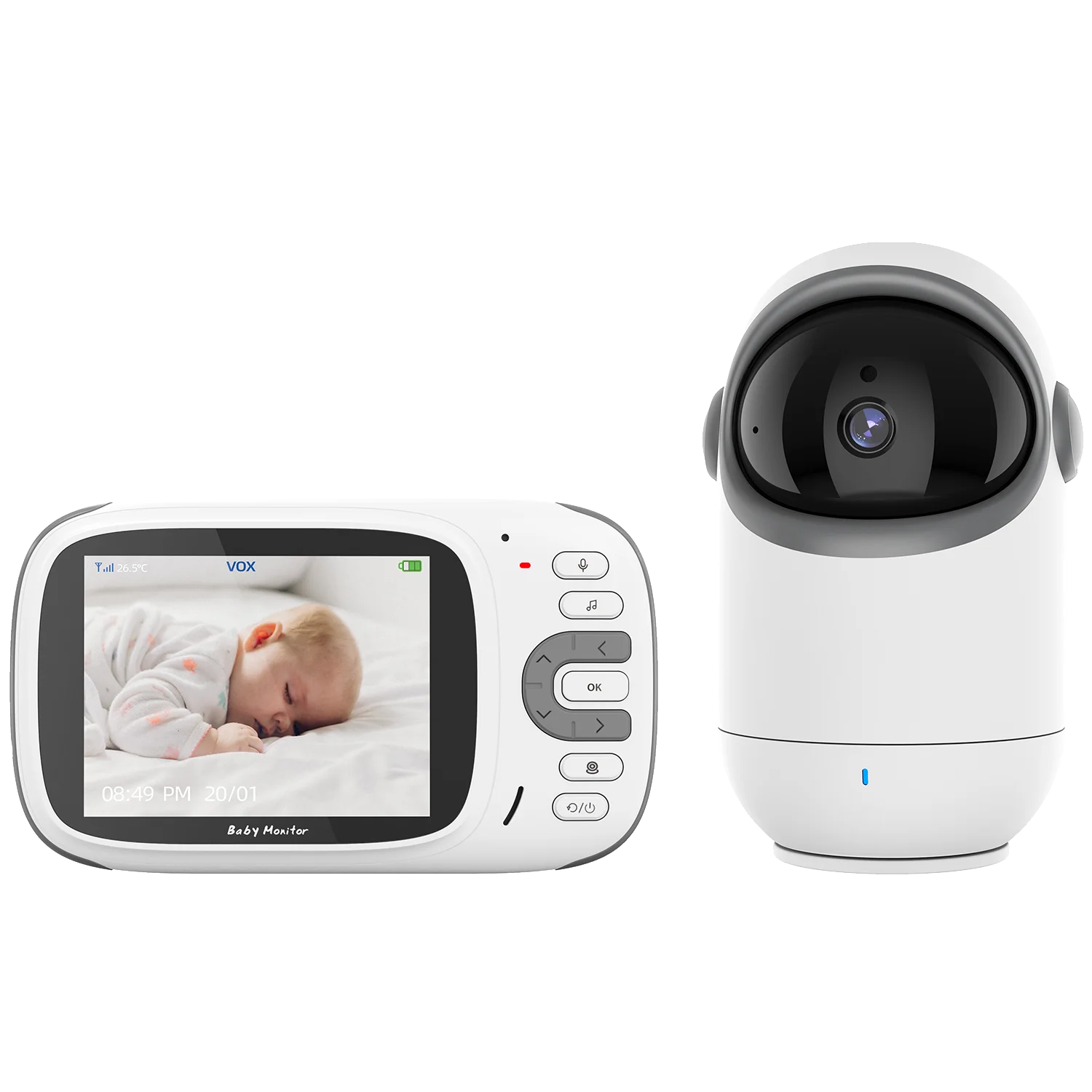 

3.2Inch Wireless PTZ Baby Monitor Two Way Intercom Babysitter Temperature Music Display Nanny Cam Long Distance Kids Camera