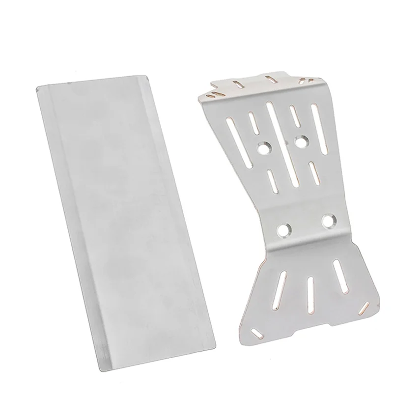 Plaque de protection de châssis en acier inoxydable pour ARRMA GORGON 1/10, détail des découpes et de la finition.
