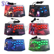 Mini Mixbox Arcade Joystick Fight Stick Game Controller USB Wired Acrylic Artwork Panel For PC