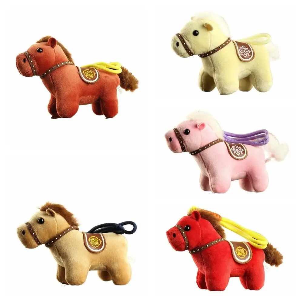 Cute Steed Doll Pony Pendant Stuffed Chinese Style Chinese New Year Gift Fluffy Mascot Doll Zodiac Pony Figurine Festive Decor
