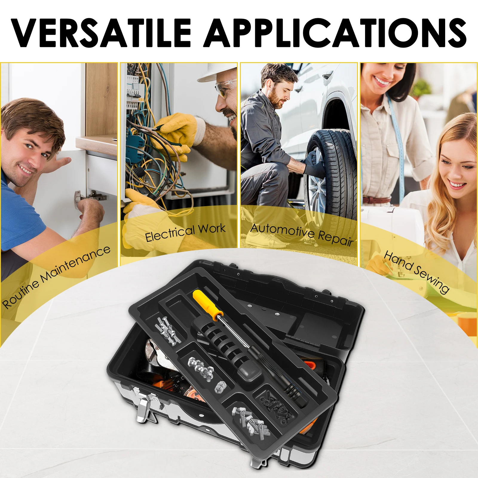 Cassetta degli attrezzi in alluminio Cassetta degli attrezzi per attrezzatura portatile Scatola rigida impermeabile Custodia di sicurezza per strumenti Scatola portaoggetti per attrezzi Valigetta Valigetta - immagine 3