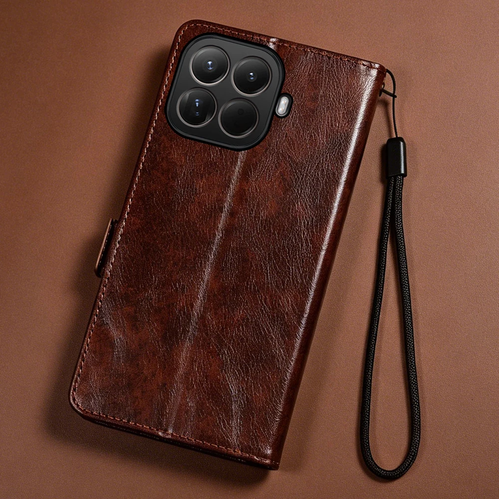Luxury Leather Wallet Case with Card Slot & Magnetic Stand Feature
