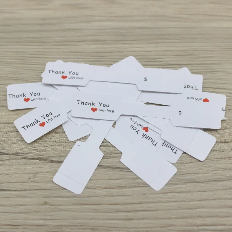 100PCS Multi Style Ring Folded Labels White/Kraft Handmade with Love Ring Price Labels Jewelry Tag Sticker Labels 6*1.2cm