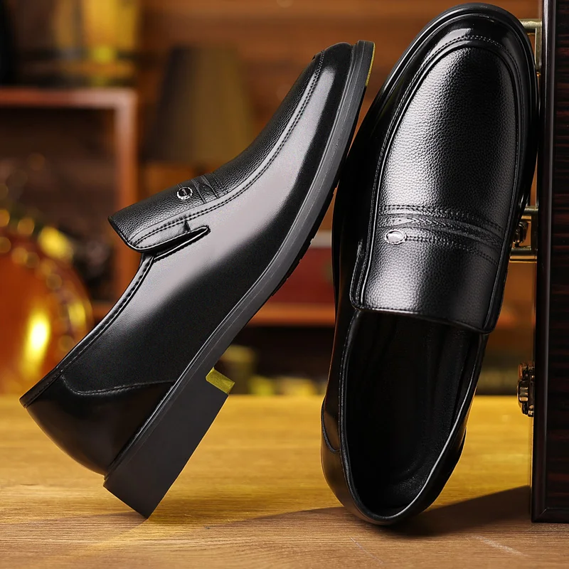 Mens shoes handmade genuine leather slip on comfort business casual big size 47 48