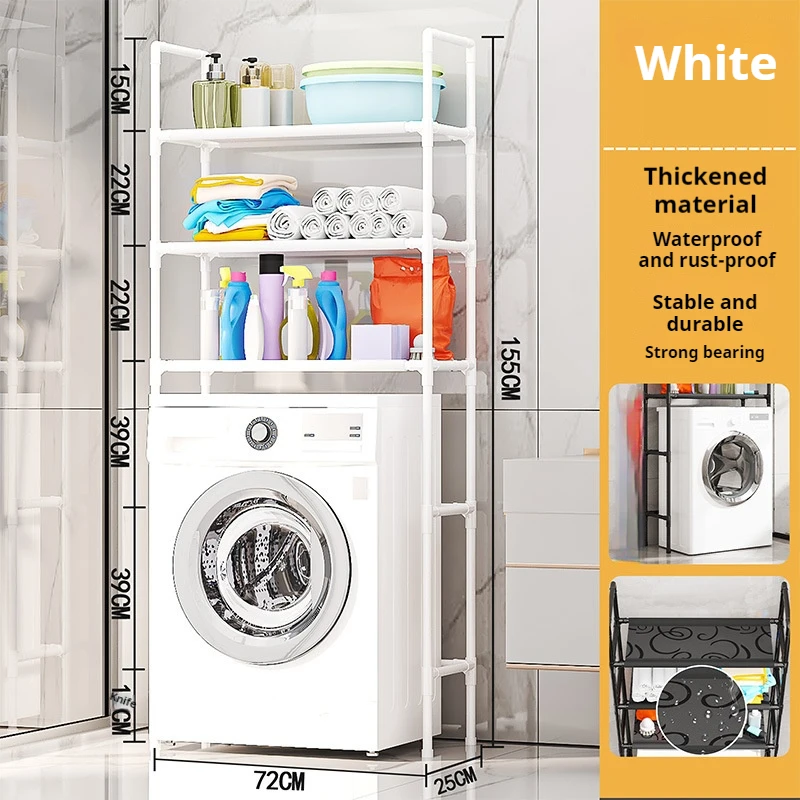 Floor-standing Toilet Storage Rack Bathroom Storage Shelf Non-porous Washing Machine Rack Multi-layer Kitchen Shelf Save Space 6