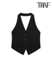 TRAF Women Fashion Backless Halter Neck Waistcoat Sexy Sleeveless Button-up Female Outerwear Chic Vest Tops 2