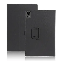 Premium 12-Inch Leather Tablet Cover with Stand and Hand Holder Grip for Teclast T60 (Black)