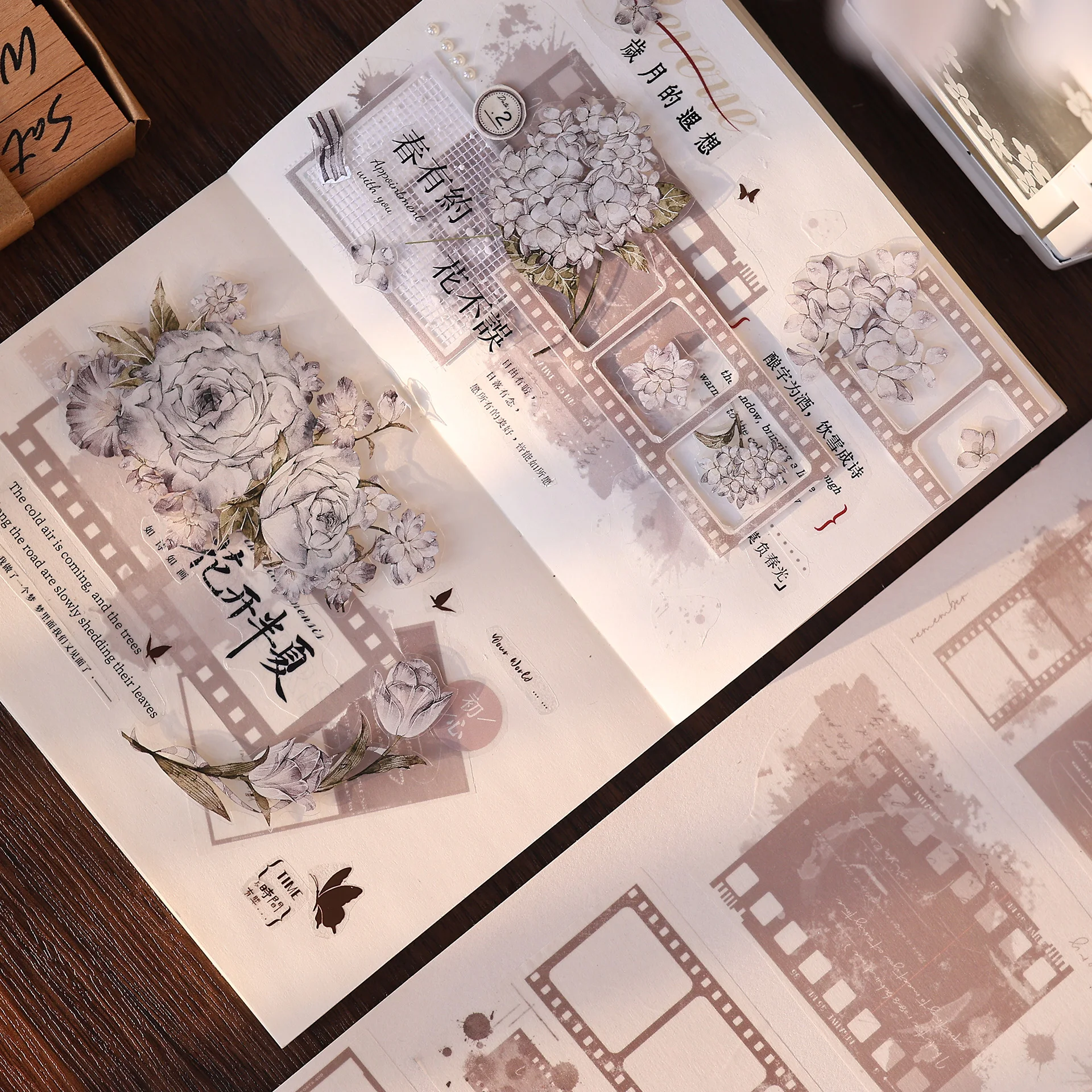 빈티지 다채로운 필름 백킹 와시 PET 저널 북 스티커 테이프